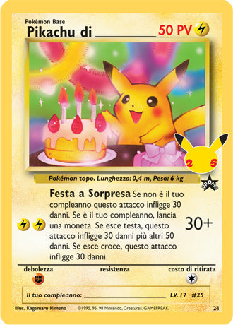 Pikachu di _______ 24  Holo Promo - ITA - Near Mint - Spada e Scudo - Gran Festa - Ristampa 2021 - Carta Pokemon