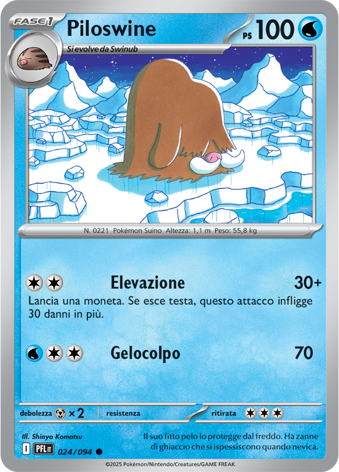 Piloswine PFL 024/094 Reverse Holo - ITA - Near Mint - Megaevoluzione - Fiamme Spettrali - Carta Pokemon