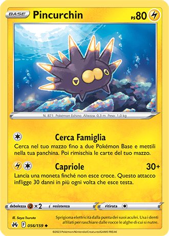 Pincurchin 056/159 Reverse Holo - ITA - Near Mint - Spada e Scudo - Zenit Regale - Carta Pokemon
