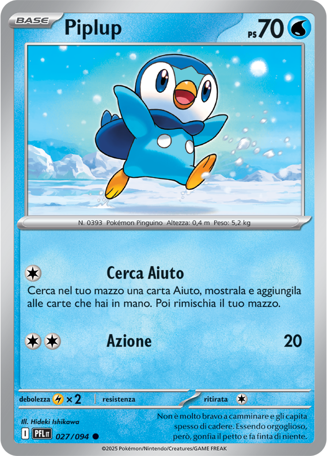 Piplup PFL 027/094 Reverse Holo - ITA - Near Mint - Megaevoluzione - Fiamme Spettrali - Carta Pokemon