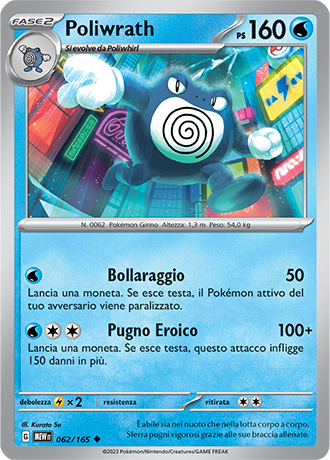 Poliwrath 062/165 Reverse Holo - ITA - Near Mint - Scarlatto e Violetto - 151 - Carta Pokemon