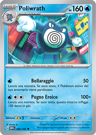 Poliwrath 062/165 Reverse Holo - ITA - Mint - Scarlatto e Violetto - 151 - Carta Pokemon
