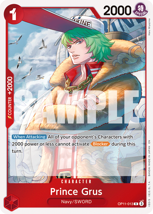 Prince Grus OP11-013 - Character Rosso Rare - Near Mint - A Fist of Divine Speed - Carta One Piece Card Game
