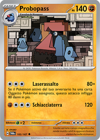 Probopass 102/167 Reverse Holo Non Comune - ITA - Near Mint - Scarlatto e Violetto - Crepuscolo Mascherato - Carta Pokemon