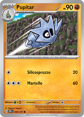 Pupitar 048/131 Reverse Holo - ITA - Near Mint - Scarlatto e Violetto - Evoluzioni Prismatiche - Carta Pokemon