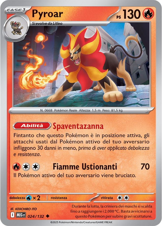 Pyroar MEG 024/132 Reverse Holo - ITA - Near Mint - Megaevoluzione - Carta Pokemon
