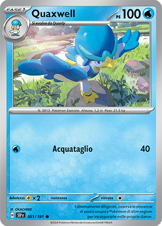 Quaxwell 051/191 Reverse Holo - ITA - Near Mint - Scarlatto e Violetto - Scintille Folgoranti - Carta Pokemon