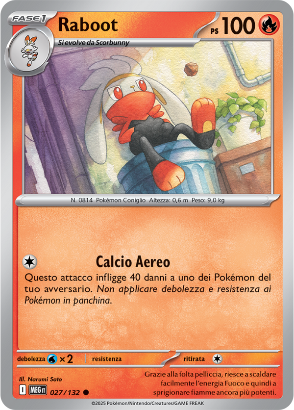 Raboot MEG 027/132 - ITA - Near Mint - Megaevoluzione - Carta Pokemon