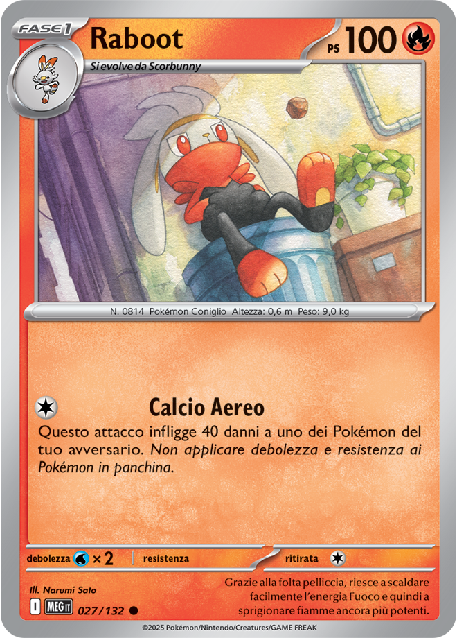 Raboot MEG 027/132 - ITA - Near Mint - Megaevoluzione - Carta Pokemon
