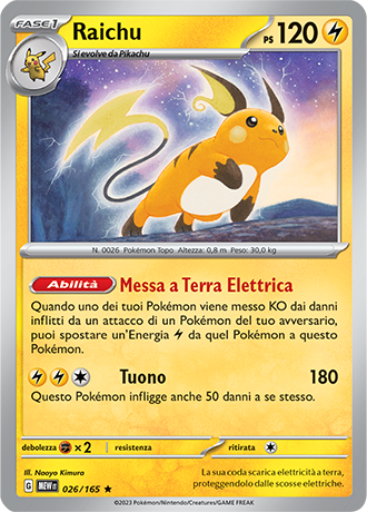 Raichu 026/165 Holo - ITA - Near Mint - Scarlatto e Violetto - 151 - Carta Pokemon