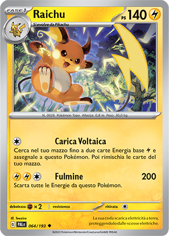 Raichu 064/193 Reverse Holo - ITA - Near Mint - Scarlatto e Violetto - Evoluzioni a Paldea - Carta Pokemon
