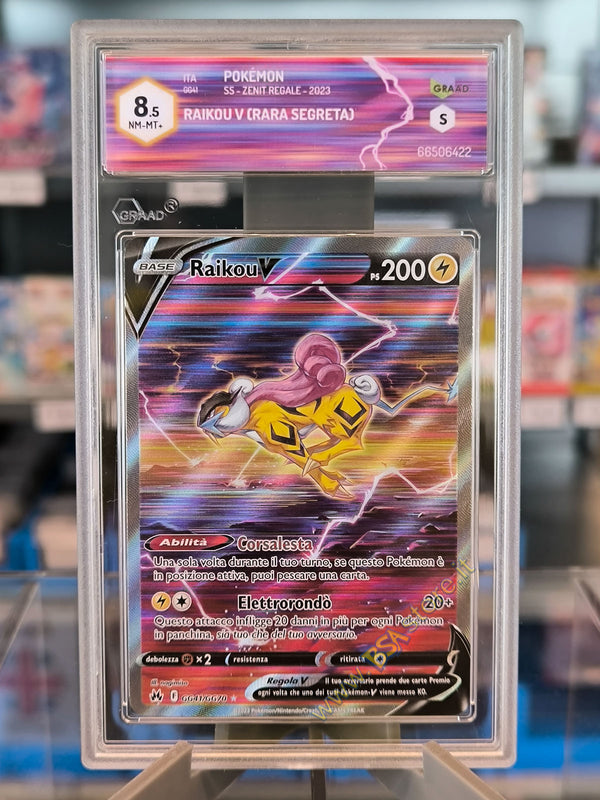 Raikou V GG41/GG70 Galleria di Galar - ITA - Near Mint - Gradata GRAAD 8.5 - Spada e Scudo - Zenit Regale - Carta Pokemon
