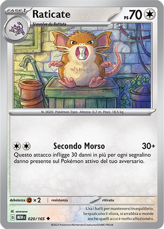 Raticate 020/165 - ITA - Near Mint - Scarlatto e Violetto - 151 - Carta Pokemon