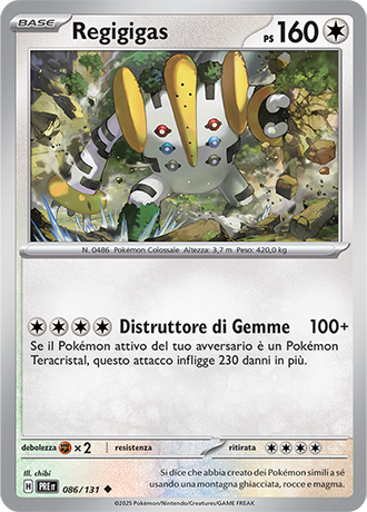 Regigigas 086/131 Reverse Holo - ITA - Near Mint - Scarlatto e Violetto - Evoluzioni Prismatiche - Carta Pokemon