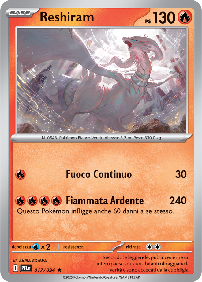 Reshiram PFL 017/094 Holo - ITA - Near Mint - Megaevoluzione - Fiamme Spettrali - Carta Pokemon