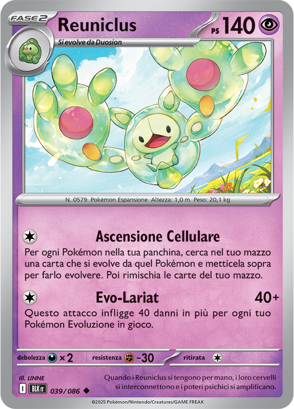 146Reuniclus BLK 039/086 Reverse Holo Poke Ball - ITA - Near Mint - Scarlatto e Violetto - Luce Nera - Carta Pokemon