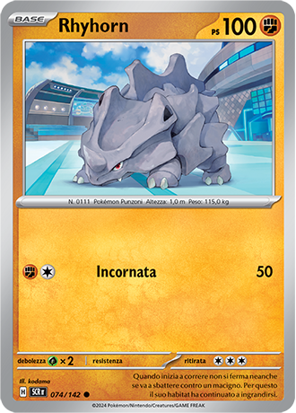 Rhyhorn 074/142 Reverse Holo - ITA - Near Mint - Scarlatto e Violetto - Corona Astrale - Carta Pokemon
