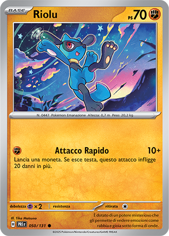 Riolu 050/131 Reverse Holo - ITA - Near Mint - Scarlatto e Violetto - Evoluzioni Prismatiche - Carta Pokemon