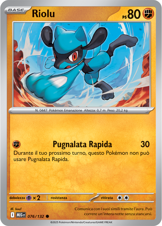 Riolu MEG 076/132 Reverse Holo - ITA - Near Mint - Megaevoluzione - Carta Pokemon