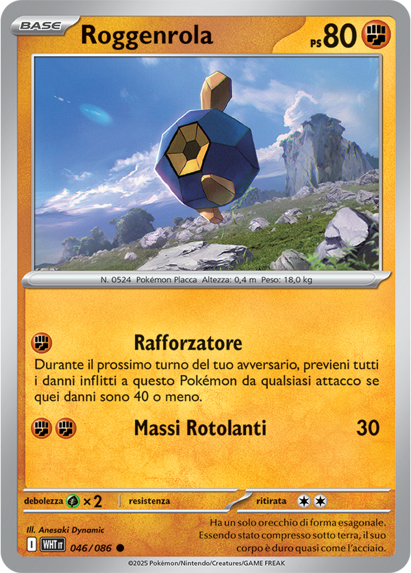 Roggenrola WHT 046/086 - ITA - Near Mint - Scarlatto e Violetto - Fuoco Bianco - Carta Pokemon