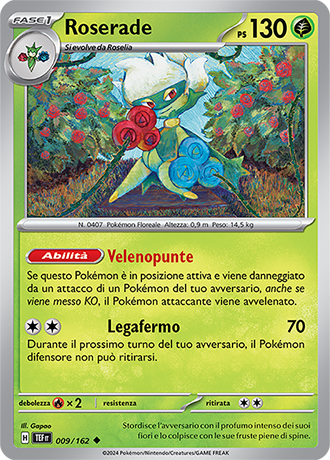 Roserade 009/162 Reverse Holo - ITA - Near Mint - Scarlatto e Violetto - CronoForze - Carta Pokemon