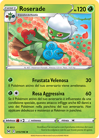 Roserade 015/196 - ITA - Near Mint - Spada e Scudo - Origine Perduta - Carta Pokemon