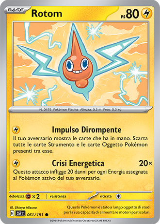 Rotom 061/191 Reverse Holo - ITA - Near Mint - Scarlatto e Violetto - Scintille Folgoranti - Carta Pokemon
