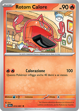 Rotom Calore 013/091 Reverse Holo - ITA - Mint - Scarlatto e Violetto - Destino di Paldea - Carta Pokemon