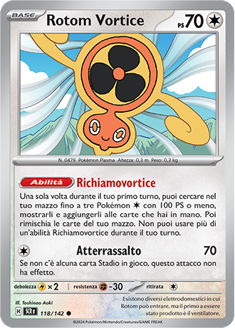 Rotom Vortice 118/142 Reverse Holo - ITA - Near Mint - Scarlatto e Violetto - Corona Astrale - Carta Pokemon