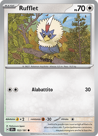 Rufflet 152/191 Reverse Holo - ITA - Near Mint - Scarlatto e Violetto - Scintille Folgoranti - Carta Pokemon 0