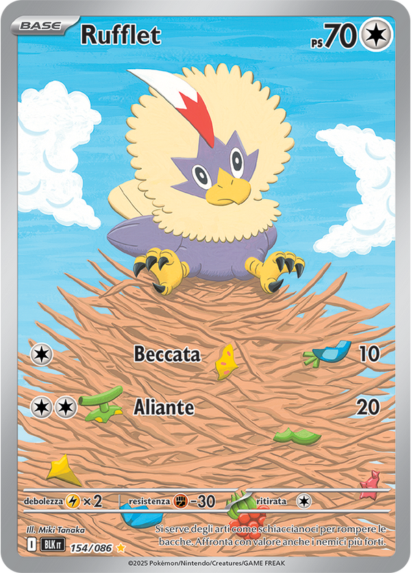 386Rufflet BLK 154/086 - ITA - Near Mint - Scarlatto e Violetto - Luce Nera - Carta Pokemon