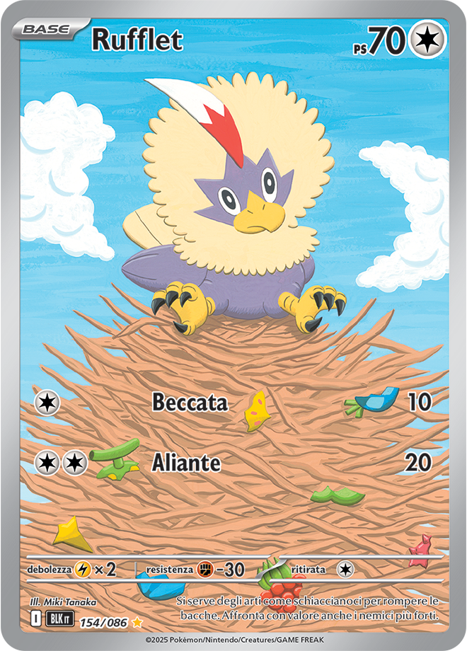 386Rufflet BLK 154/086 - ITA - Near Mint - Scarlatto e Violetto - Luce Nera - Carta Pokemon