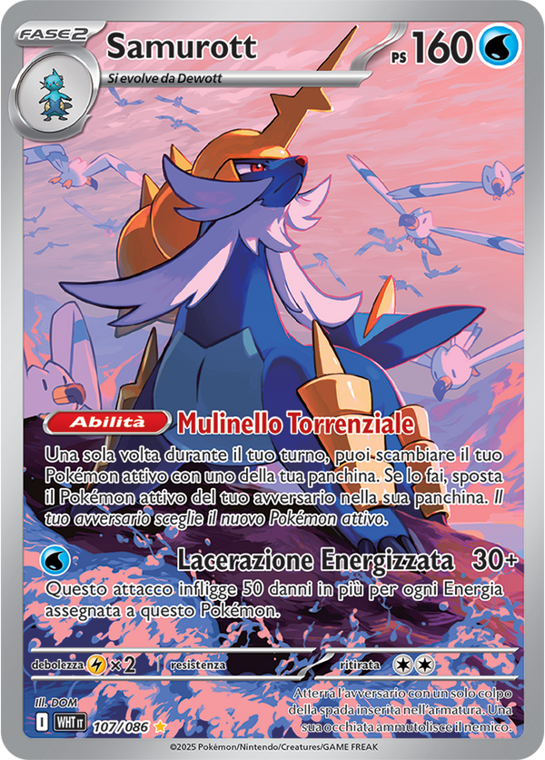 Samurott WHT 107/086 - ITA - Near Mint - Scarlatto e Violetto - Fuoco Bianco - Carta Pokemon