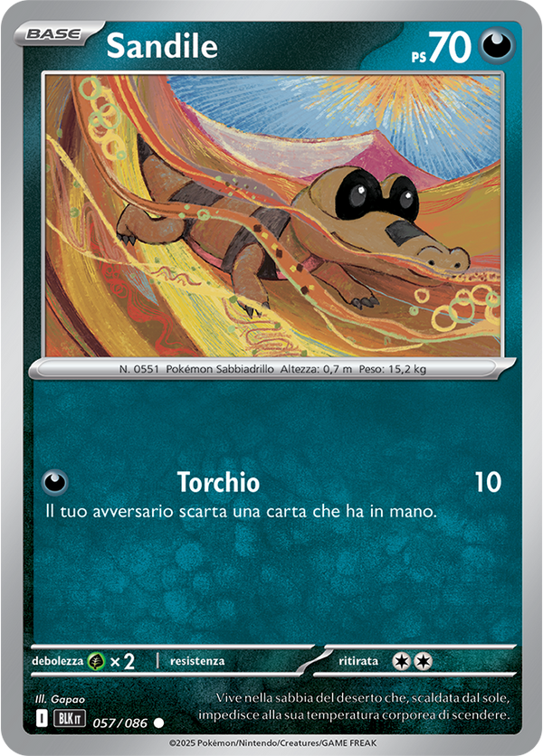 210Sandile BLK 057/086 - ITA - Near Mint - Scarlatto e Violetto - Luce Nera - Carta Pokemon