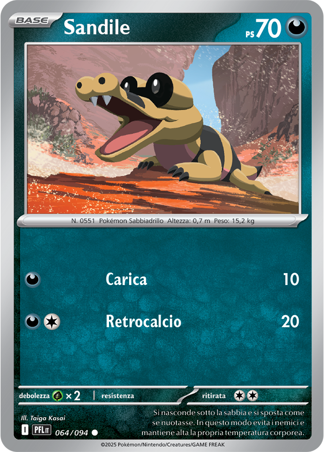 Sandile PFL 064/094 Reverse Holo - ITA - Near Mint - Megaevoluzione - Fiamme Spettrali - Carta Pokemon