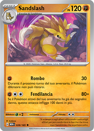 Sandslash 028/165 - ITA - Mint - Scarlatto e Violetto - 151 - Carta Pokemon