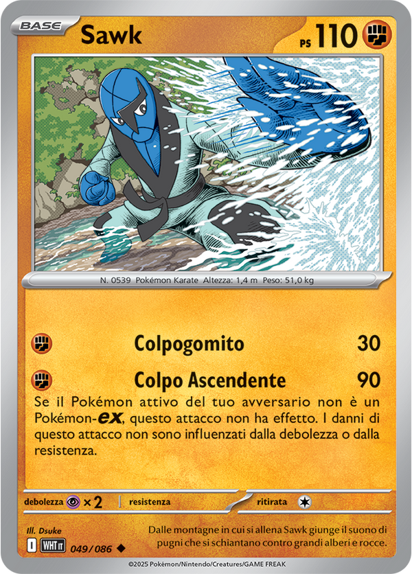 Sawk WHT 049/086 Reverse Holo Master Ball - ITA - Near Mint - Scarlatto e Violetto - Fuoco Bianco - Carta Pokemon