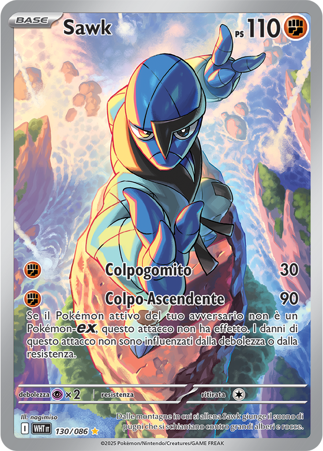 Sawk WHT 130/086 - ITA - Near Mint - Scarlatto e Violetto - Fuoco Bianco - Carta Pokemon