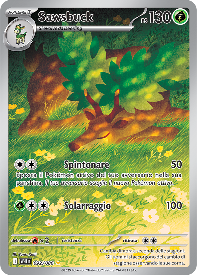 Sawsbuck WHT 092/086 - ITA - Near Mint - Scarlatto e Violetto - Fuoco Bianco - Carta Pokemon
