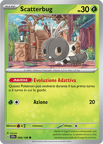 Scatterbug 008/198 Reverse Holo - ITA - Near Mint - Scarlatto e Violetto - Carta Pokemon