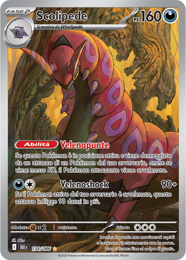 366Scolipede BLK 134/086 - ITA - Near Mint - Scarlatto e Violetto - Luce Nera - Carta Pokemon