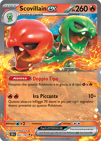 Scovillain-ex 037/191 - ITA - Near Mint - Scarlatto e Violetto - Scintille Folgoranti - Carta Pokemon