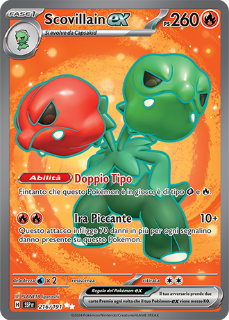 Scovillain-ex 216/191 - ITA - Near Mint - Scarlatto e Violetto - Scintille Folgoranti - Carta Pokemon