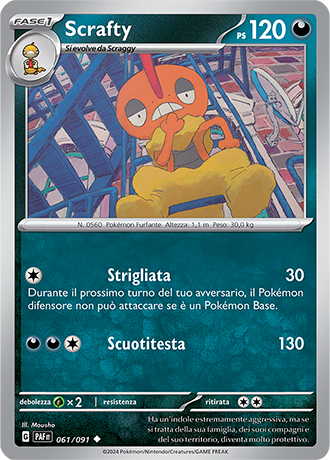 Scrafty 061/091 Reverse Holo - ITA - Mint - Scarlatto e Violetto - Destino di Paldea - Carta Pokemon