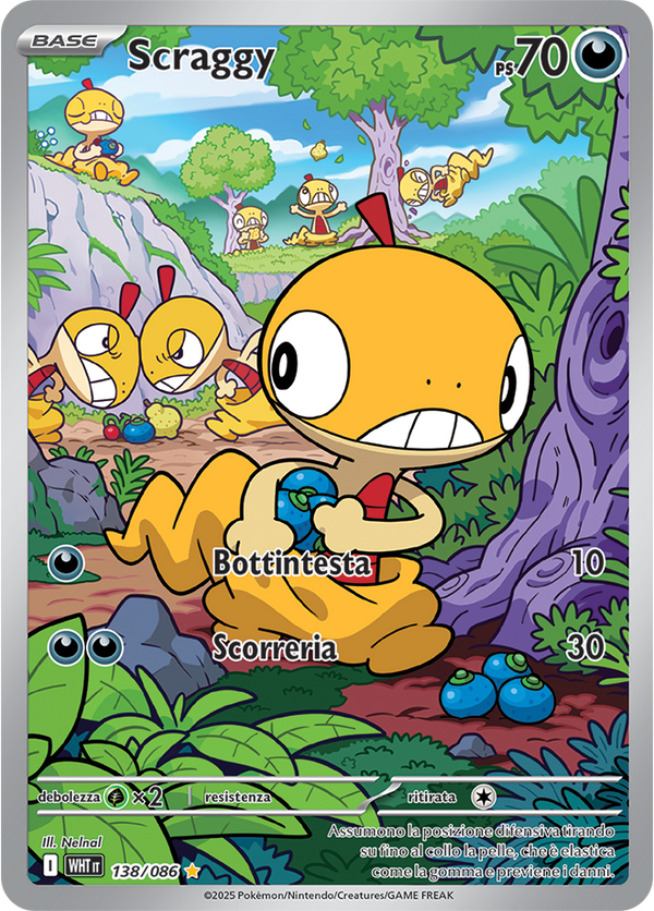 Scraggy WHT 138/086 - ITA - Near Mint - Scarlatto e Violetto - Fuoco Bianco - Carta Pokemon