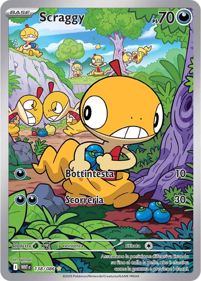 Scraggy WHT 138/086 - ITA - Near Mint - Scarlatto e Violetto - Fuoco Bianco - Carta Pokemon
