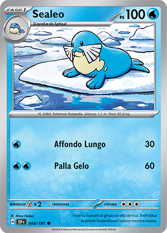 Sealeo 044/191 Reverse Holo - ITA - Near Mint - Scarlatto e Violetto - Scintille Folgoranti - Carta Pokemon