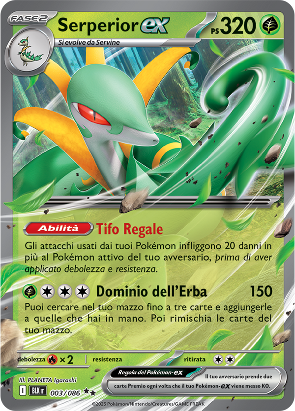 009Serperior-ex BLK 003/086 - ITA - Near Mint - Scarlatto e Violetto - Luce Nera - Carta Pokemon