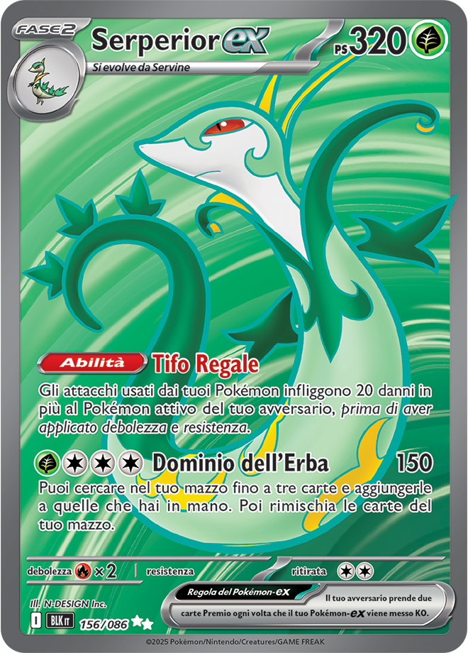 388Serperior-ex BLK 156/086 Full Art - ITA - Near Mint - Scarlatto e Violetto - Luce Nera - Carta Pokemon