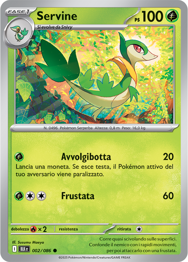 007Servine BLK 002/086 Reverse Holo Poke Ball - ITA - Near Mint - Scarlatto e Violetto - Luce Nera - Carta Pokemon